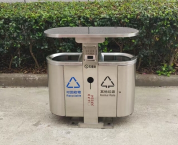 不锈钢两分类垃圾桶